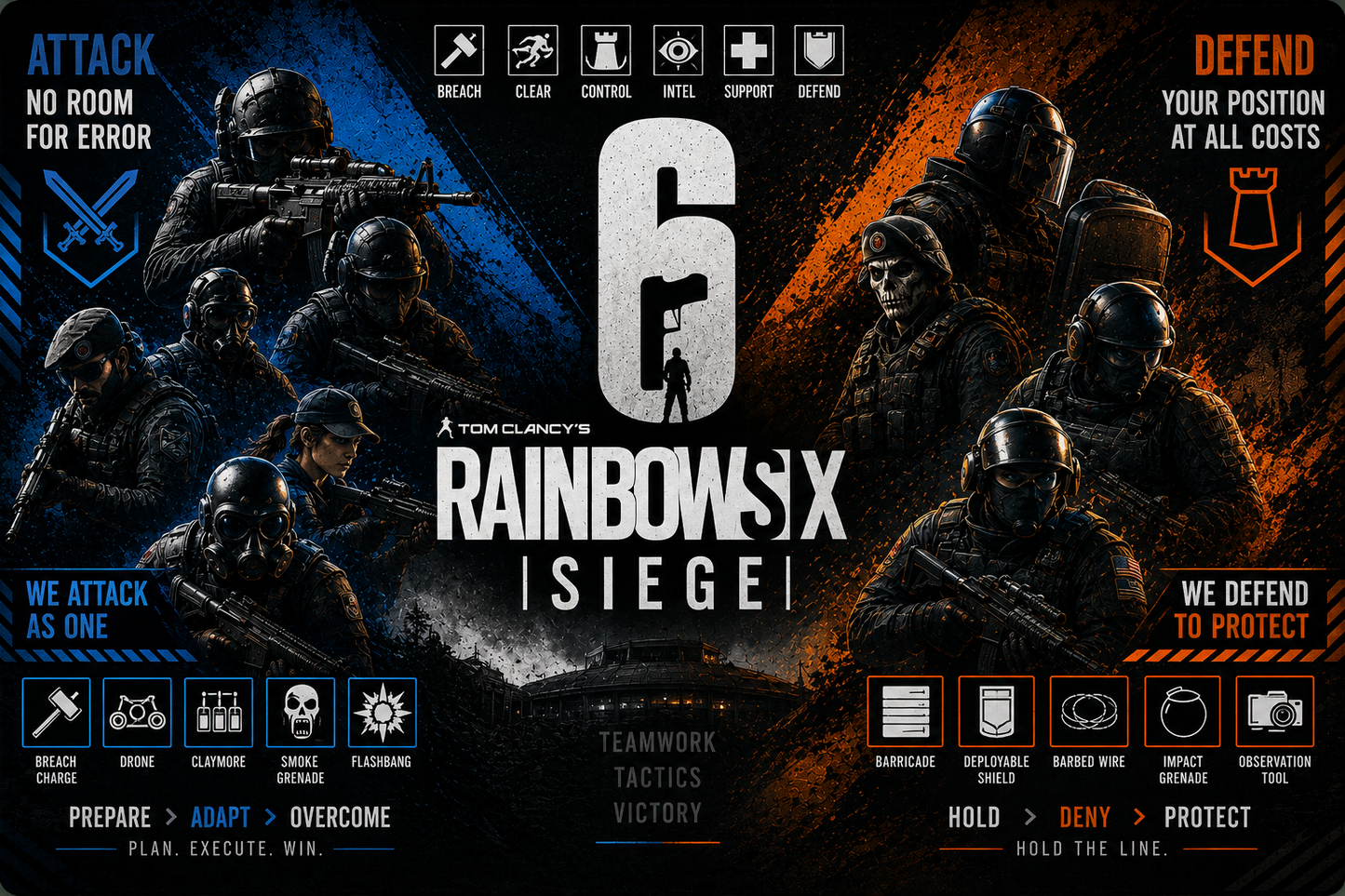 Rainbow Six Siege Inspired Desk Mat | Tactical XXL Gaming Mouse Pad for FPS Gamers