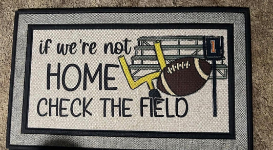 If we’re not home check the field football rug indoor/outdoor 18” by 30”