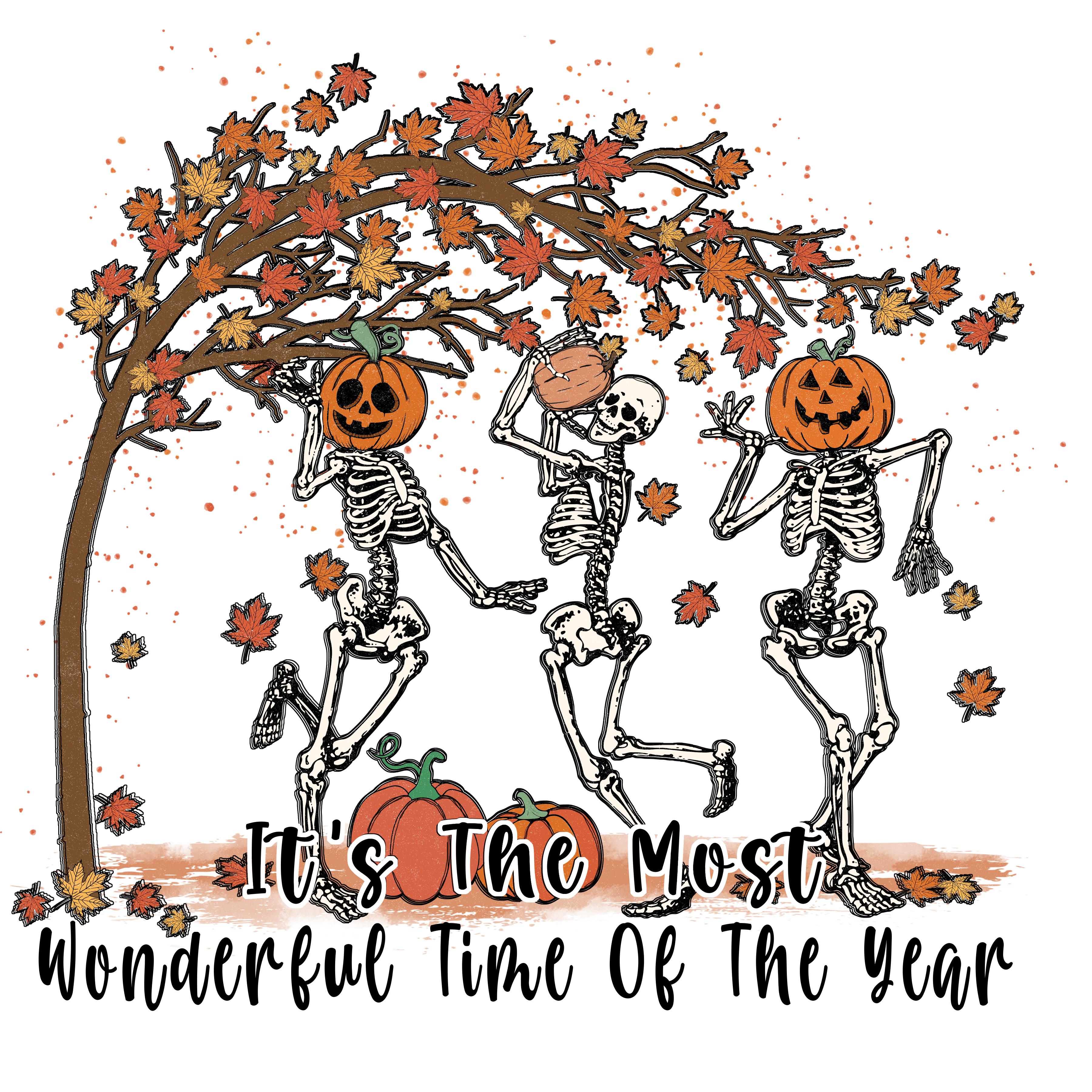 Pumpkin Skeleton Dance – DTF Print