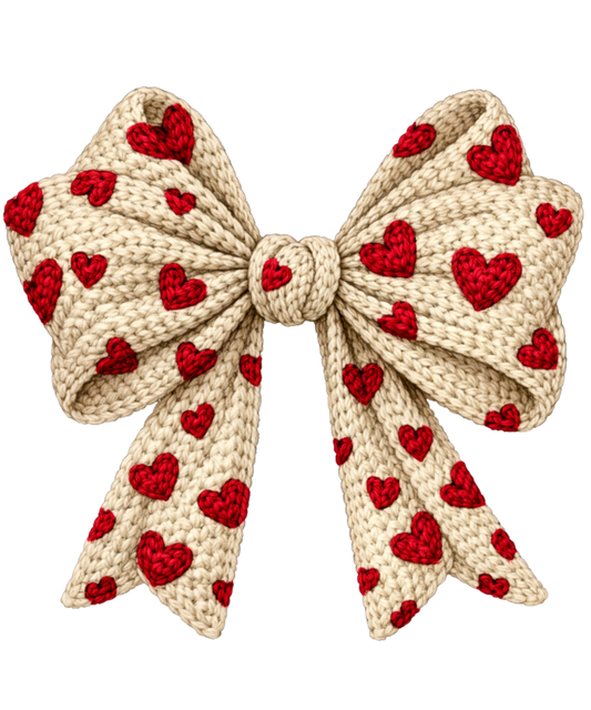 Faux Yarn Valentine Bow DTF Transfer | Valentine’s Day DTF Print