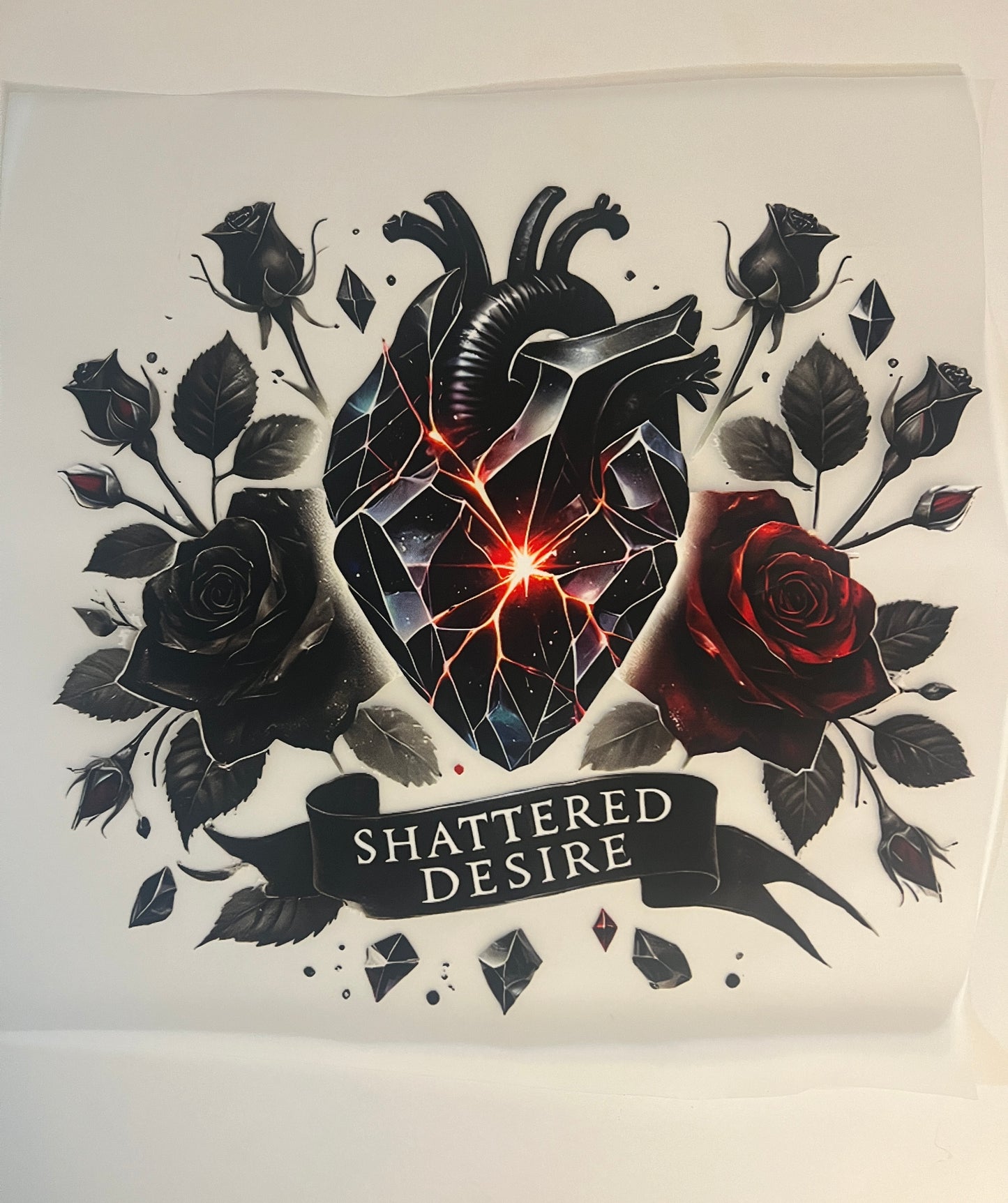 Shattered Desire DTF Heat Transfer – Gothic Heart Rose Design (Adult Sizes)