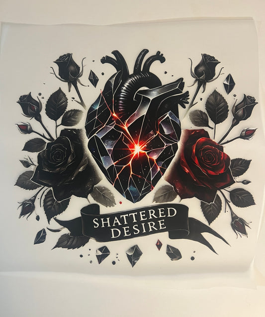 Shattered Desire DTF Heat Transfer – Gothic Heart Rose Design (Adult Sizes)