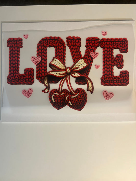 LOVE Knit DTF Heat Transfer – Valentine Bow Design (Adult Sizes)