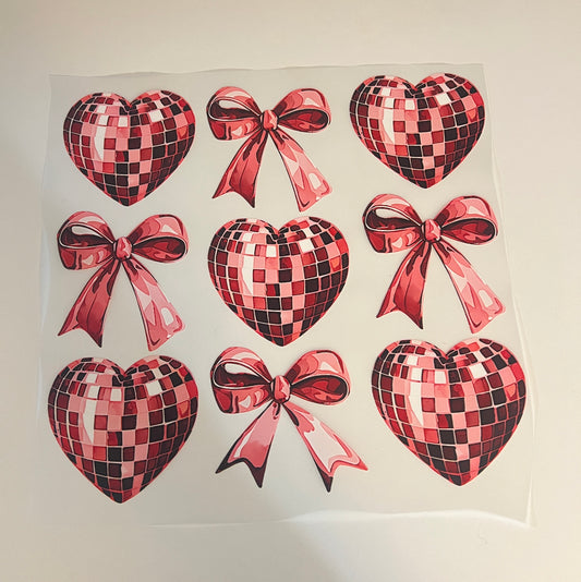 💖🪩 Disco Hearts & Bows Sheet DTF Print