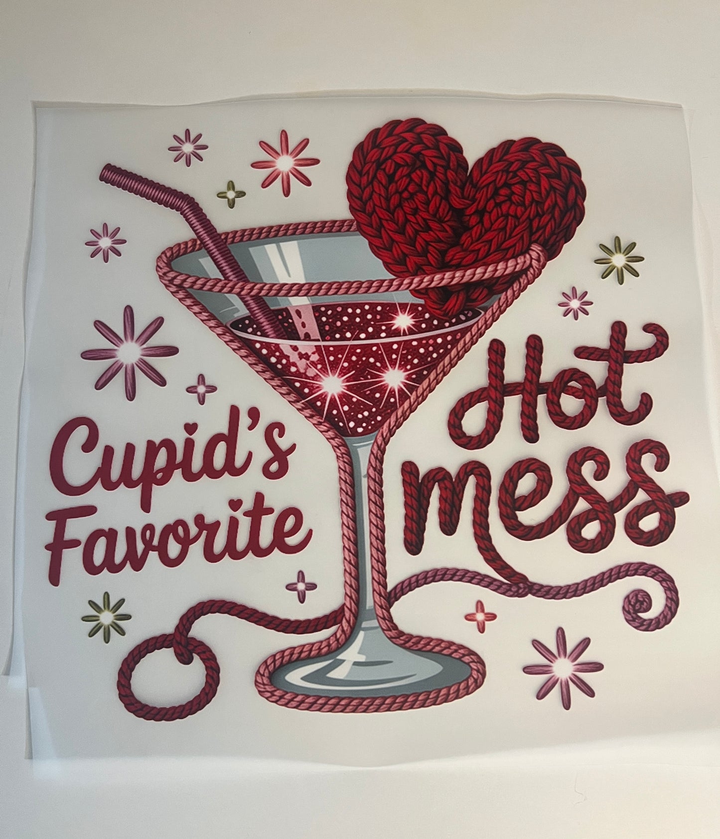 Cupid’s Favorite Hot Mess DTF Heat Transfer – Valentine Martini Design