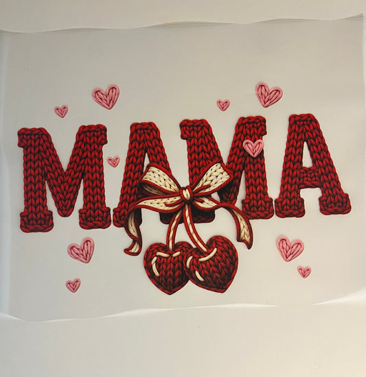 MAMA Knit DTF Heat Transfer – Valentine Bow & Heart Design