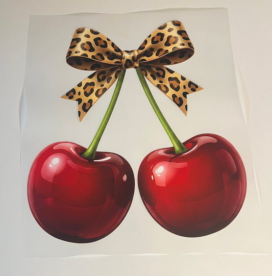 🍒🎀 Cherry Valentine with Leopard Bow