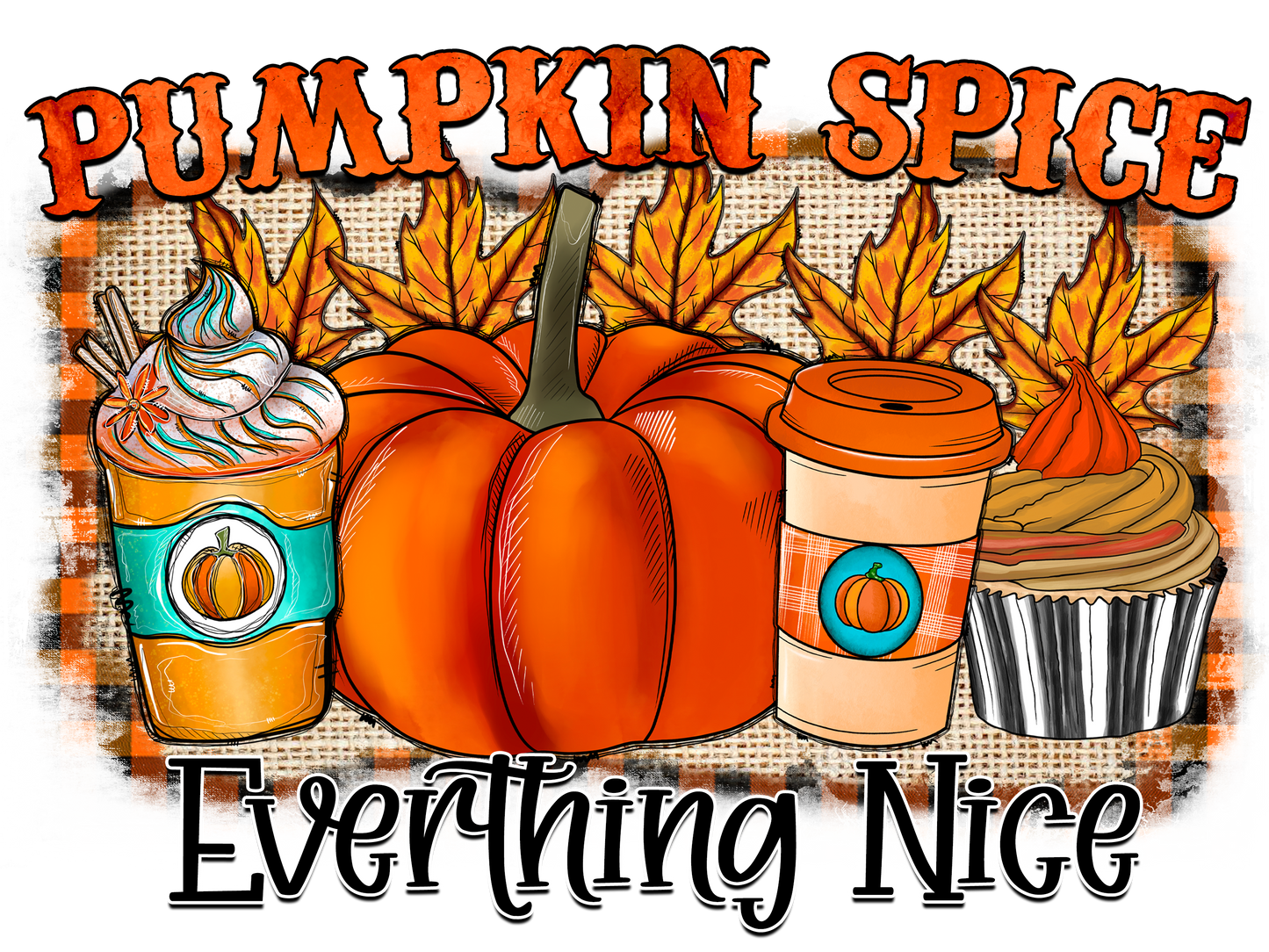 Pumpkin Spice DTF Transfer – Fall Drinks & Treats Graphic