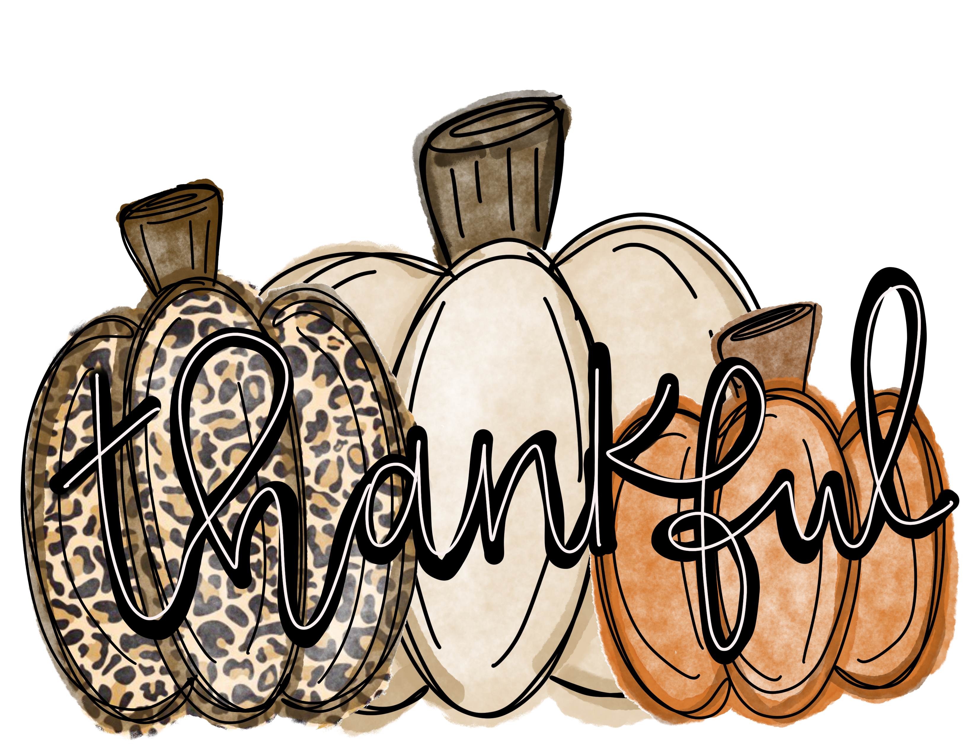 Thankful Pumpkin DTF Transfer – Fall Leopard Neutral Design