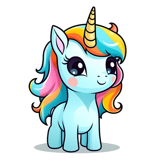Pastel Blue Kawaii Unicorn Sticker