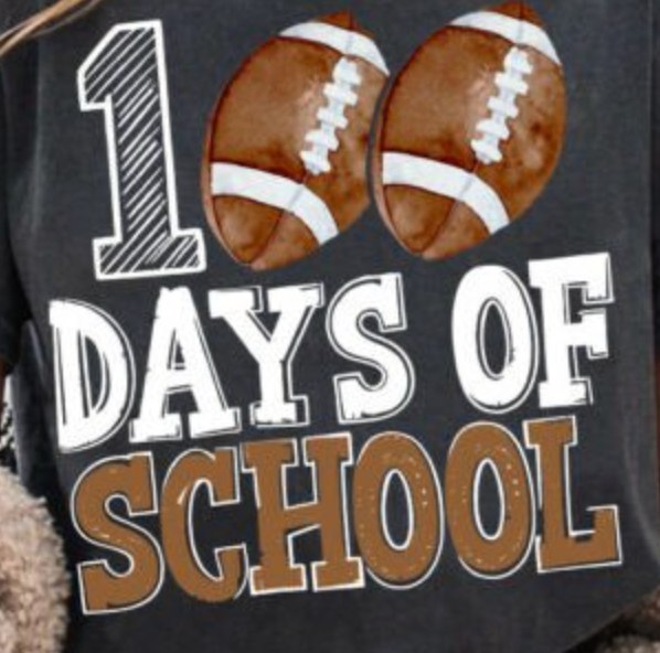 100 Days of School Football DTF Print | Sports 100th Day Shirt Design