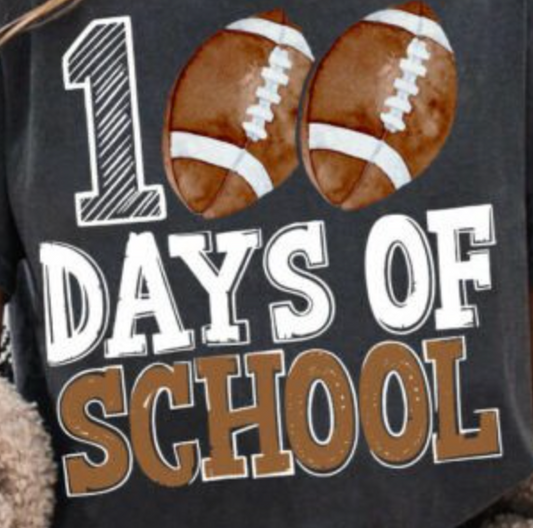100 Days of School Football DTF Print | Sports 100th Day Shirt Design