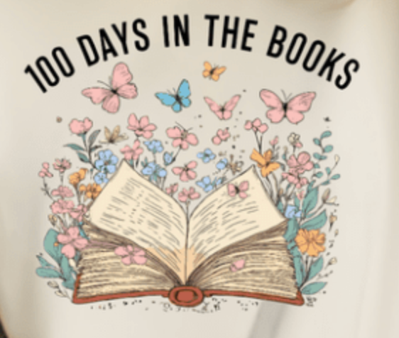 100 Days in the Books DTF Print | Teacher & Student 100th Day Shirt Design