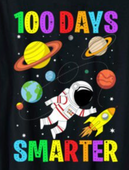 100 Days Smarter Space Astronaut DTF Print | 100th Day of School Shirt Design