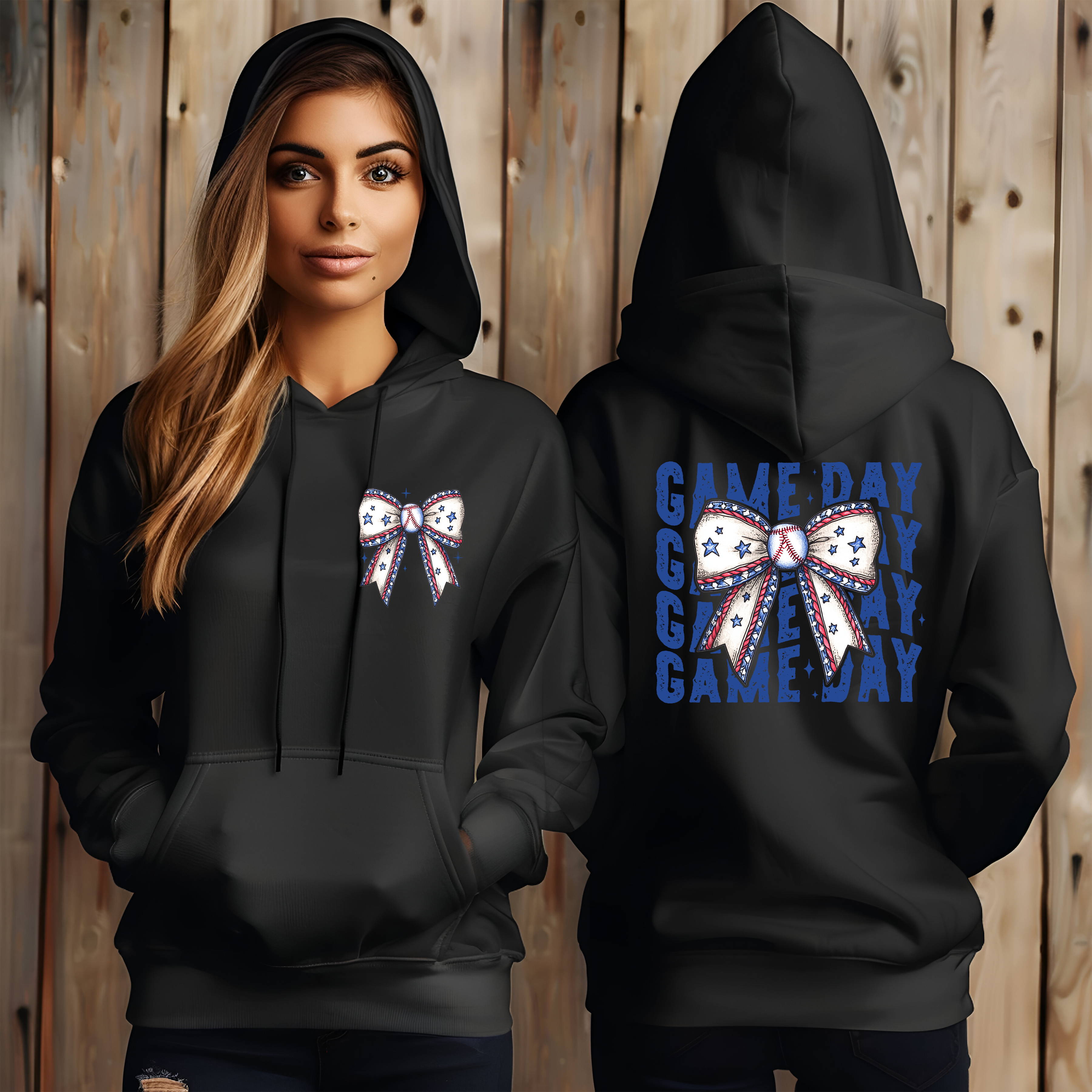 "Game Day" Hoodie with Patriotic Bow Design