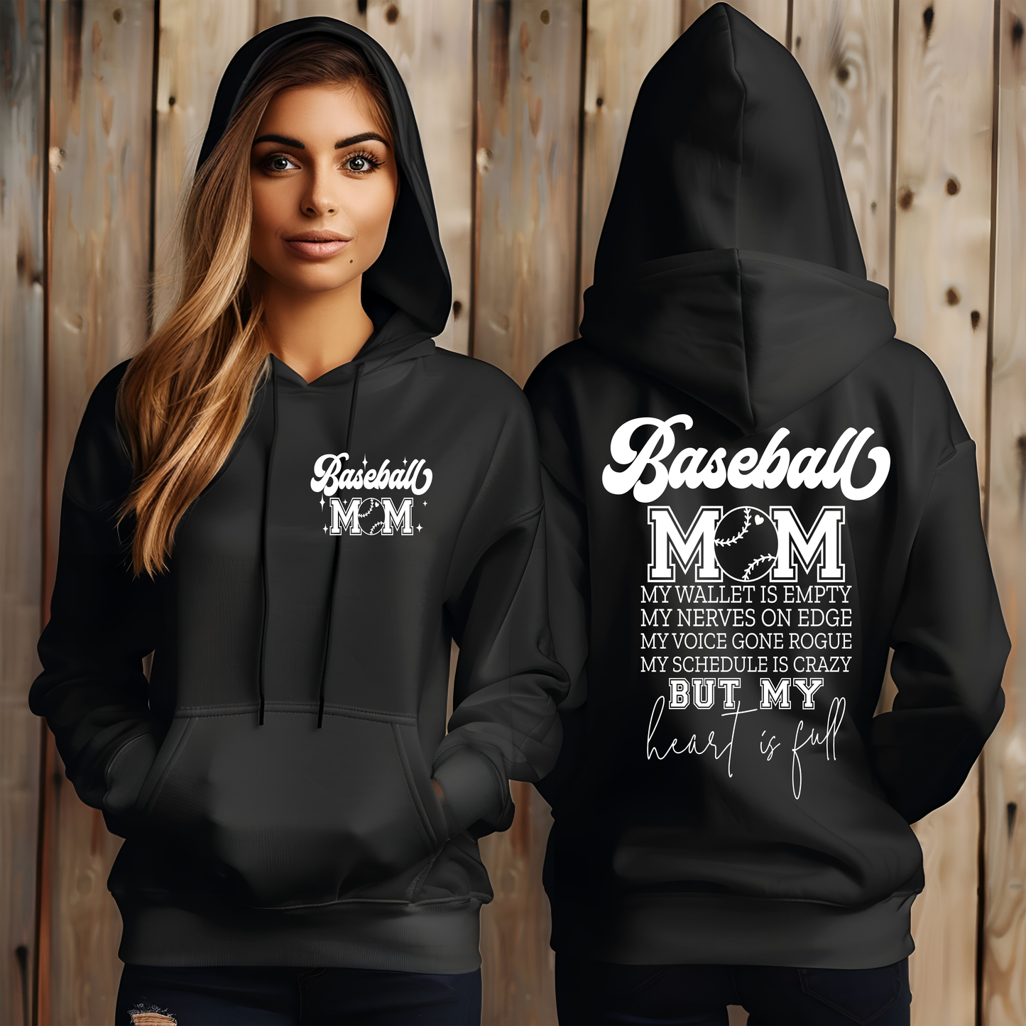 "Baseball Mom" Graphic Hoodie – Heart Full Edition